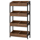 4 Tier Retail Display Rack With Hooks, Tall Metal Snack Stand With Shelves - Brown / Black by HouseOfZazla