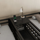 Twin Over Twin Metal Loft Bed with Double Desk and Wardrobe and Shelves with Electrical Outlet for Space Saving and Noise Reduction,Black