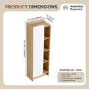 Tall Freestanding Bathroom Side Cabinet With Single Door & 4 Tier Open Shelves - Black / Light Oak / White by HouseOfZazla