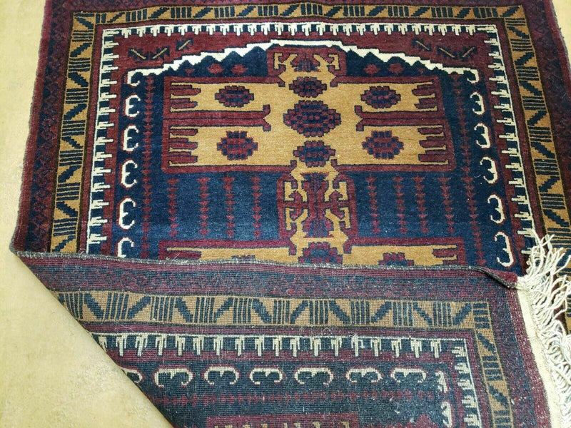 3' X 4' Vintage Handmade Balouchi Balouch Tribal Wool Rug Nice