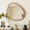 Asymmetrical Wall Mirror Wooden Framed Mirror Large Sized Dressing Mirror, For Living Room, Bedroom, Bathroom, Hallway Or Entry Way - Natural Wood by Unique Piece Furniture