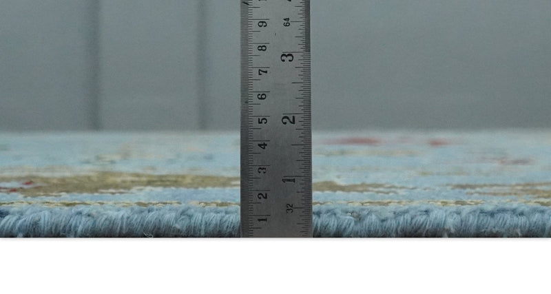 7.7x9.9 hand knotted Blue Vibrant Colorful Traditional Oushak Rug