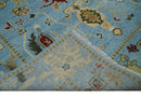 7.7x9.9 hand knotted Blue Vibrant Colorful Traditional Oushak Rug