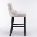Contemporary Upholstered Wing-Back Barstools With Button Tufted Decoration And Wooden Legs, And Nailhead Trim, Leisure Style Bar Chairs, Bar Stools (Set of 2) by Unique Piece Furniture