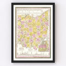 Vintage Map of Ohio 1844