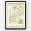 Vintage Map of Ohio 1845