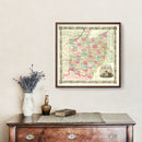 Vintage Railroad Map of Ohio 1852
