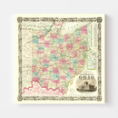 Vintage Railroad Map of Ohio 1852