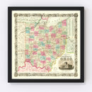 Vintage Railroad Map of Ohio 1852