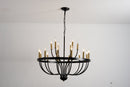 15-Light Industrial Iron Candle Chandelier Modern Farmhouse Pendant Light