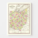 Vintage Map of Ohio 1854