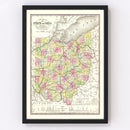 Vintage Map of Ohio 1854