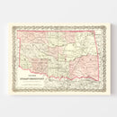 Vintage Indian Territory Map (Oklahoma) 1872