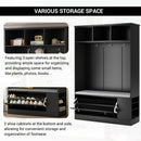 5-in-1 Entryway Bench with Coat Rack, Cushion and 3 Sturdy Hooks, 47.2" Wide Hall Tree with Shoe Storage Bench for Hallway, Entryway, Living Room