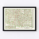Vintage Map of Oklahoma 1915