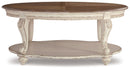 Realyn - Oval Cocktail Table - White / Brown by Unique Piece Furniture