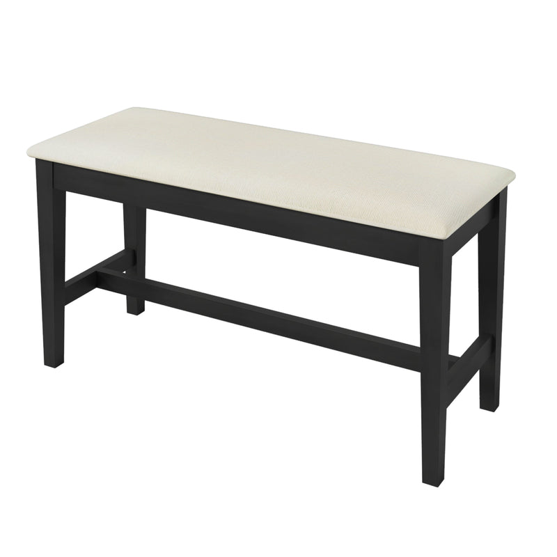 6-Piece Wood Half Round Dining Table Set Kitchen Table Set with Long Bench and 4 Dining Chairs, Modern Style, Gray