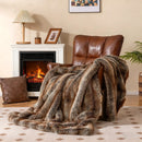 780GSM Soft Plush Fuzzy Luxury Faux Fox Fur Blanket for Sofa-Brown by LJGDeals