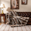 780GSM Soft Plush Fuzzy Luxury Faux Fox Fur Blanket for Sofa-Brown by LJGDeals