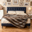 780GSM Soft Plush Fuzzy Luxury Faux Fox Fur Blanket for Sofa-Brown by LJGDeals