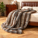 780GSM Soft Plush Fuzzy Luxury Faux Fox Fur Blanket for Sofa-Brown by LJGDeals