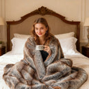 780GSM Soft Plush Fuzzy Luxury Faux Fox Fur Blanket for Sofa-Brown by LJGDeals