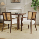 Mid Century Modern Arm Dining Chairs With Rattan Backrest