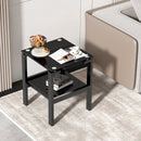 2-Piece Black Side Table, 2-Tier Space End Table, Modern Night Stand, Sofa table, Side Table with Storage Shelve