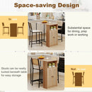 3-Piece Bar Table and Chairs Set with Storage Shelves and Footrests-Natural by LJGDeals