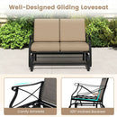 Outdoor 2-Person Glider Rocking Chair Loveseat with Thick Cushions and Metal Frame-Brown by LJGDeals