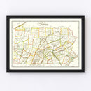 Vintage Map of Pennsylvania 1814