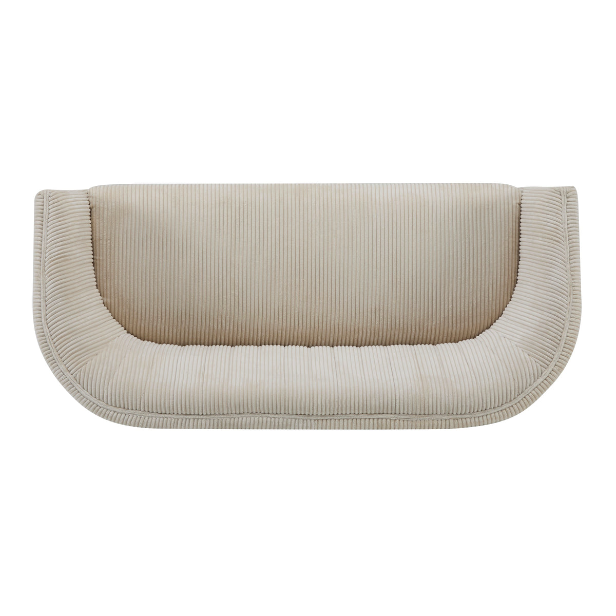 Corduroy Recessed Arm Loveseat (Beige + Walnut), photo 8 of 10