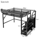 Queen Size Loft Bed With Stairs, Storage Shelves, Wardrobe - Black by HouseOfZazla