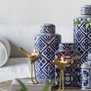 Valora Blue and White Cylinder Jar by HouseOfZazla