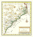 Vintage Map of South Carolina 1721