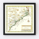 Vintage Map of South Carolina 1721