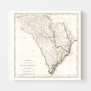 Vintage Map of South Carolina 1796