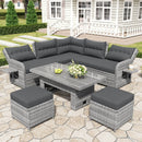 Outdoor Furniture Set Patio Rattan with Recliners and Tables