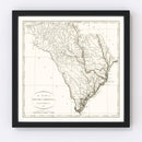 Vintage Map of South Carolina 1796