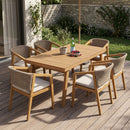 7-Piece Outdoor Acacia Wood Dining Set, 69" Rectangular Patio Table & 6 Mix by HouseOfZazla