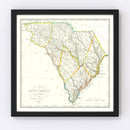 Vintage Map of South Carolina 1814