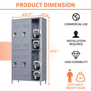 6 Door Lockers With Lock For Employees, Storage Cabinet For Home, Gym, Office, School, Garage - Gray by HouseOfZazla