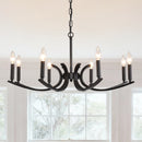 8-Light Farmhouse Chandelier, Black Metal