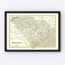 Vintage Map of South Carolina 1843