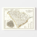 Vintage Map of South Carolina 1845