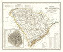 Vintage Map of South Carolina 1845