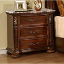 3 Drawer Nightstand, Bedside Table Hand Carved Storage For Bedroom - Cherry by HouseOfZazla