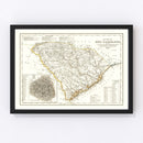 Vintage Map of South Carolina 1845