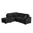 87.4" Sleeper Sofa Bed,2 in 1 Pull Out sofa bed L Shape Couch with Storage Ottoman for Living Room,Bedroom Couch and Small Apartment, Black
