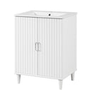24" Bathroom Vanity with Sink, Bathroom Vanity Cabinet with Two Doors, Adjustable Shelves, Solid Wood and MDF, White